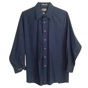Van Heusen 17 XL 32/33 Poplin Dress shirt Blue Button Up Collar